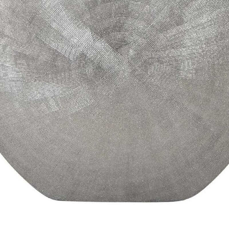 Harvey Accent Vase, Metallic Texture, Flat Round Gray Ceramic 15 Inch