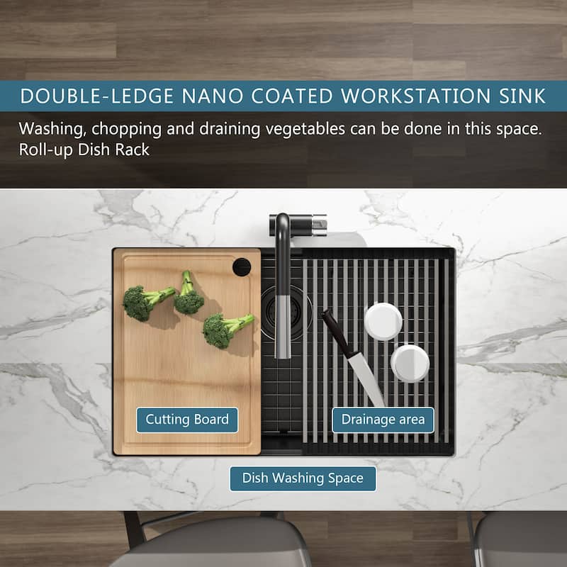 Undermount Stainless Steel Kitchen Sink -Black-Single Bowl