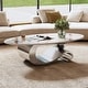 preview thumbnail 14 of 22, GDFStudio - Contemporary 49.2" Oval Sintered Stone Coffee Table with S-Shaped Stainless Steel Base & Novel-Pattern Top