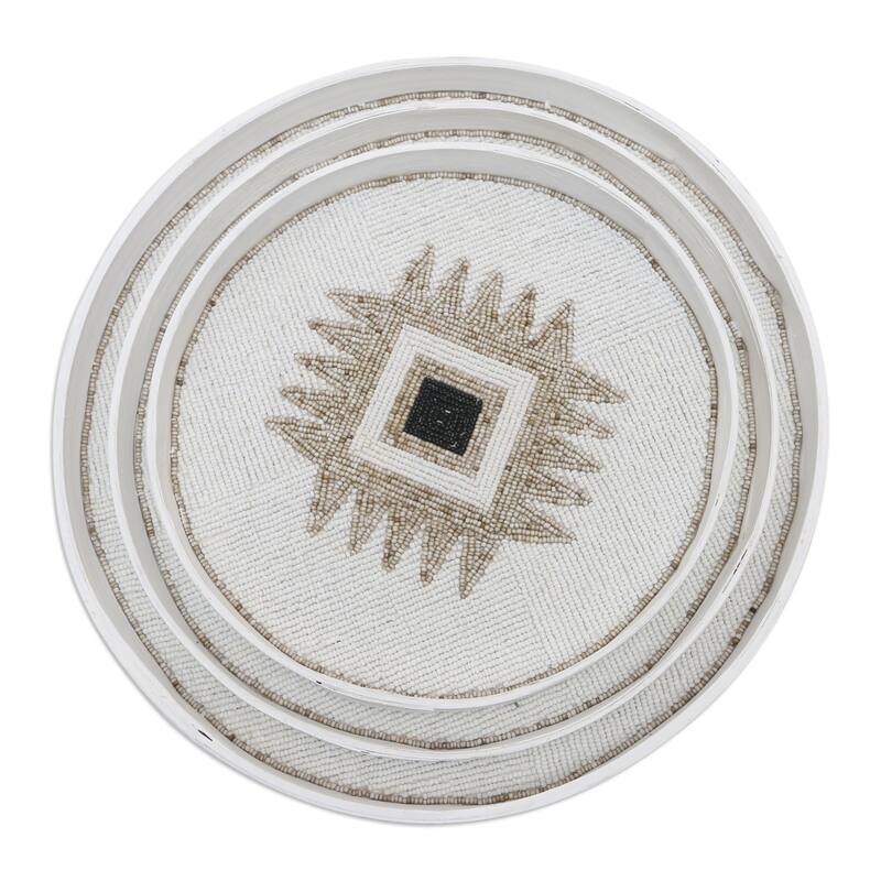 Novica Handmade Charmed Circles Beaded Bamboo Wall Art (Set Of 3)