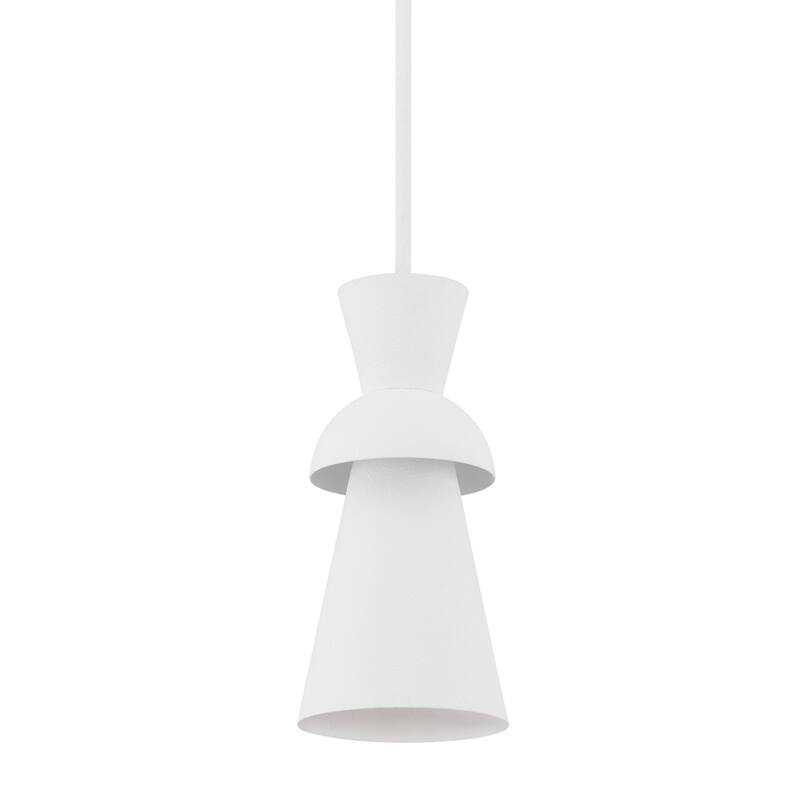 Florence - 1 Light Pendant - Gesso White Frame - White Shade