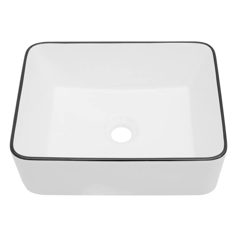 Ceramic Boat Shape Bathroom Sink - 16"x12" - Black