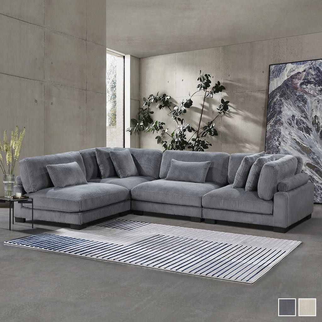 Braidy Corduroy 4-Piece Modular Sectional Sofa