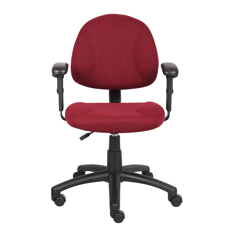 Jea Swivel Posture Chair, Adjustable Arms, Burgundy Red Tweed, Wheels