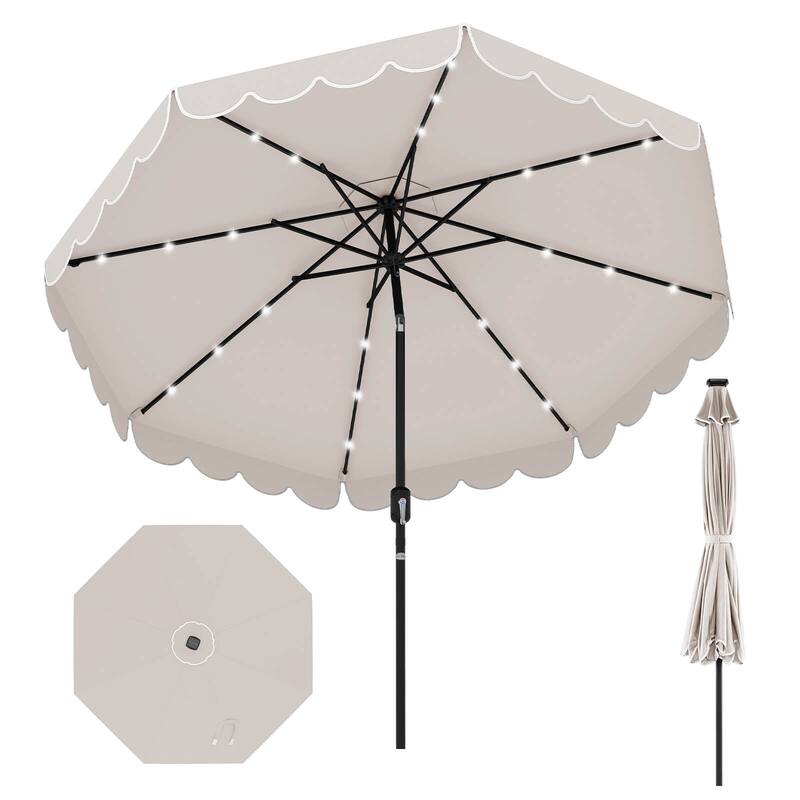 Costway 9.3 FT Solar Patio Umbrella Outdoor Market Sunshade with 24 - See Details