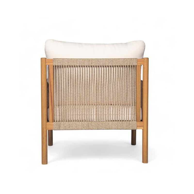 [Set of 2] Modern Outdoor Woven Lounge Chair with Solid Wood Frame and Comfortable Polyester Cushions