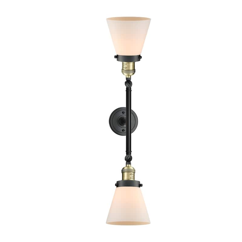 Innovations Lighting Small Cone 2 Light 23" Wide Bathroom Vanity Light - Black Antique Brass / Matte White