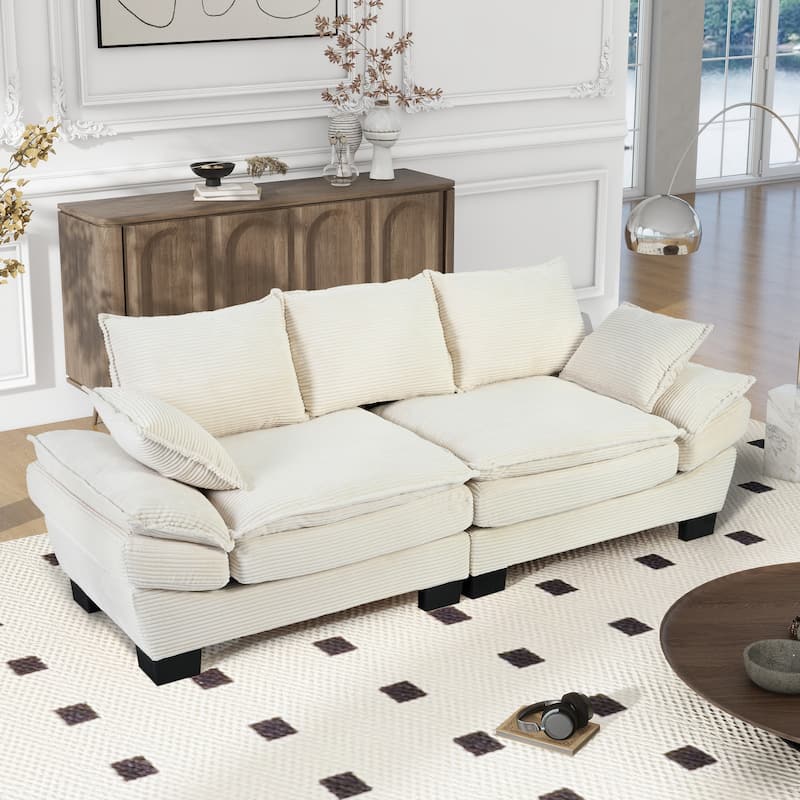 2-3 Seat Corduroy Sofa with Removable Cushions for Living Room or Guest Room