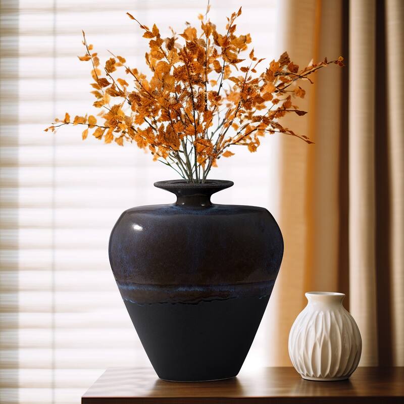 Sagebrook Home Neader Stoneware Vase, Elegant Matte Finish, Novelty, Stoneware, Ombre, Perfect for Any Room - 13" x 7" x 15"