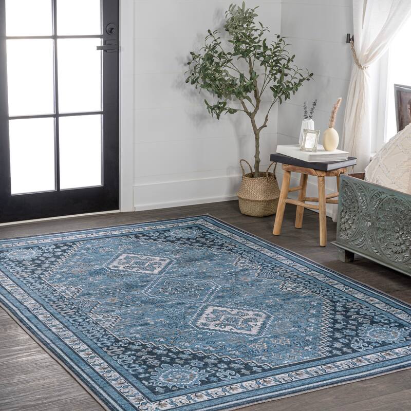 JONATHAN Y Didim Geometric Medallions Machine Washable Area Rug