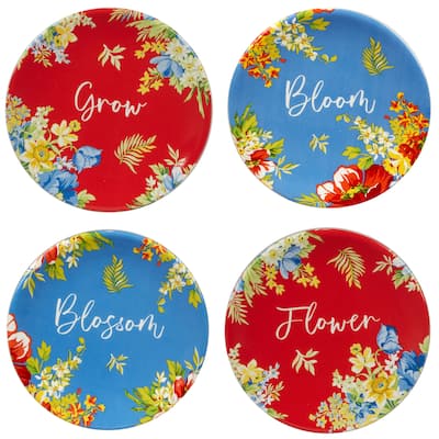 Certified International Blossom Blossom Set of 4 Canape Plates - 6" Diam x 0.75"