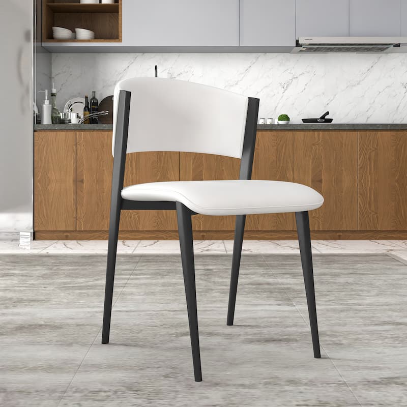 Set of 4 Leather Dining Chairs - Accent Chairs with Sturdy Metal Legs & Cushioned Seats - Ideal for Dining Room or Living Space