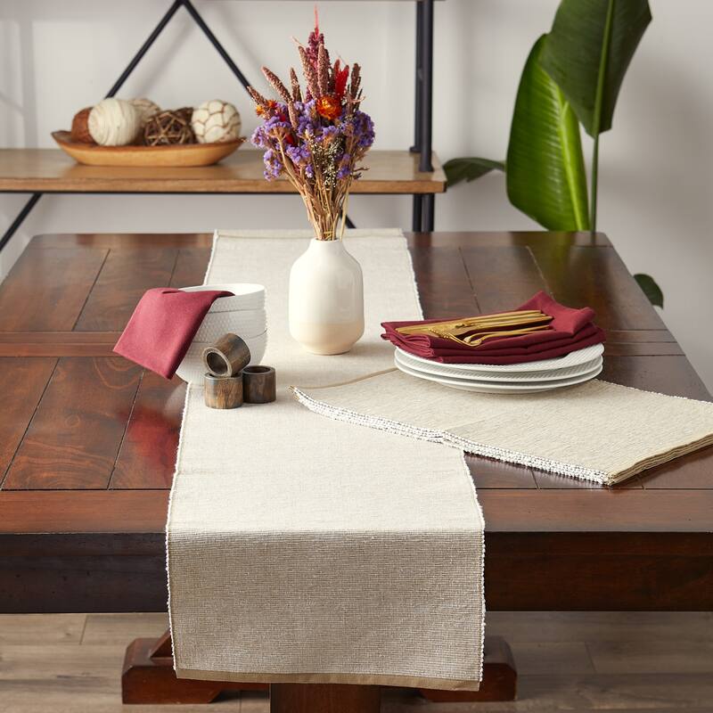 DII French Blue Eco-Friendly Chambray Fine Ribbed Placemat 6 Piece