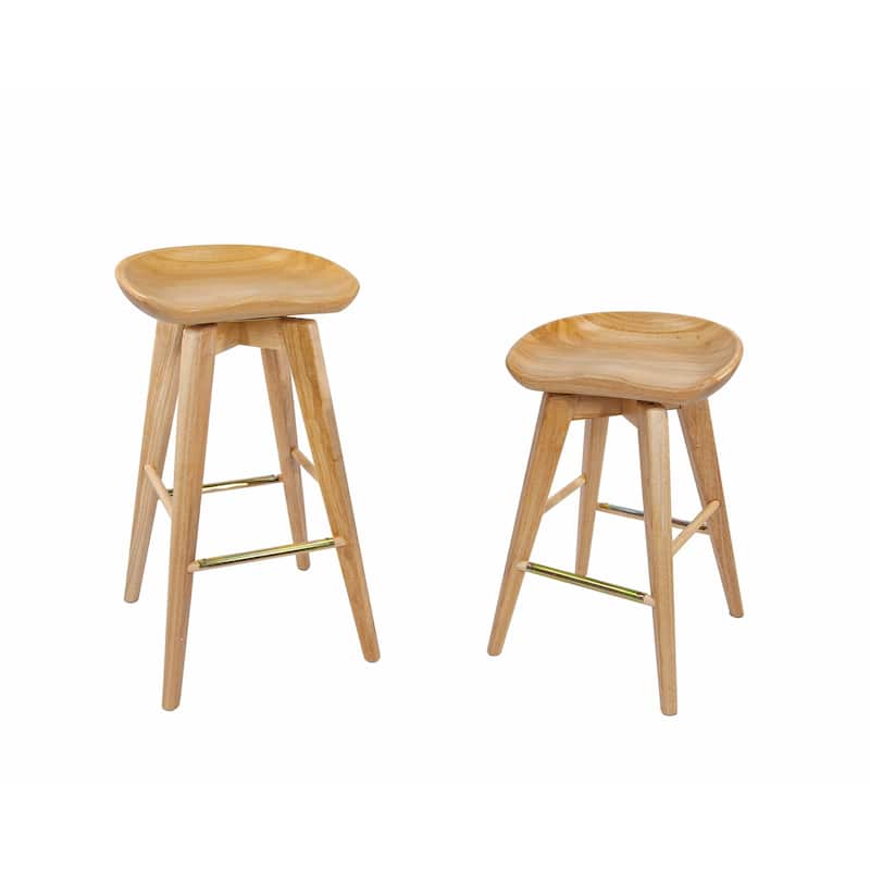 Bali Backless Wood Swivel Indoor Barstool - N/A