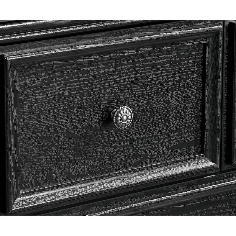 Spacious Black 7-Drawer Dresser, Farmhouse Clothes Organizer Cabinet