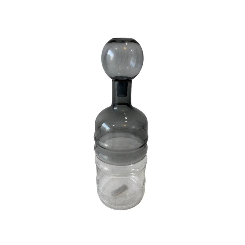 Rippled Base Bottle Vase - 13" - Clear and Gray