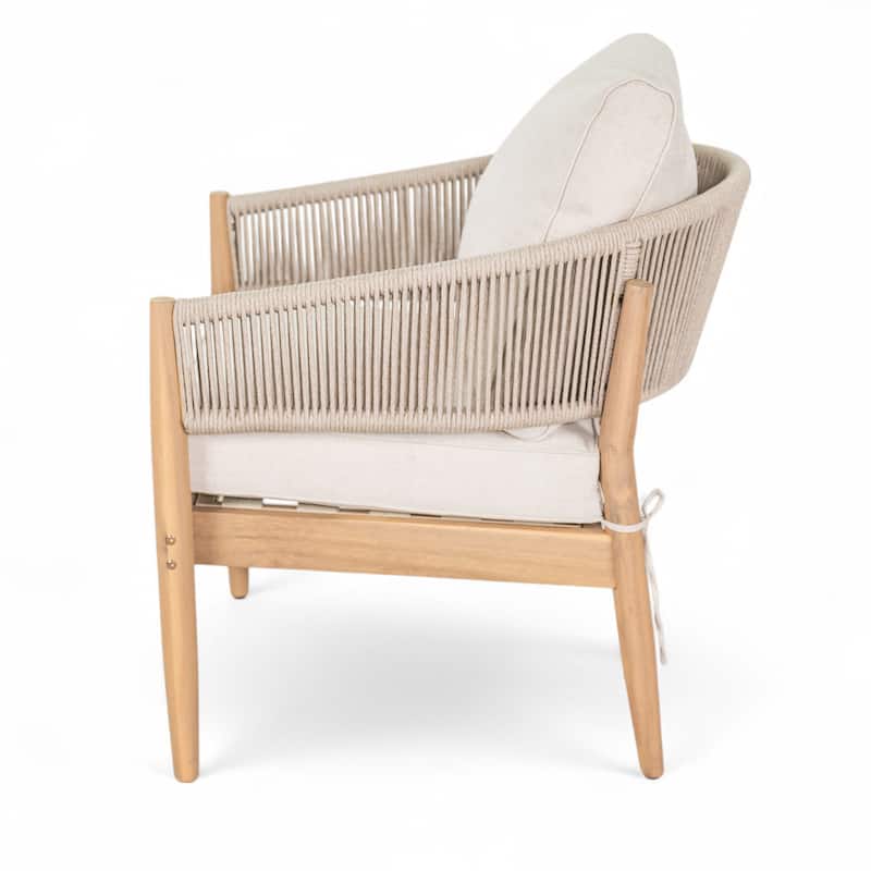 Christopher Knight Home - Lukas Rustic Acacia Patio Club Chair with Rope（Set of 2）.