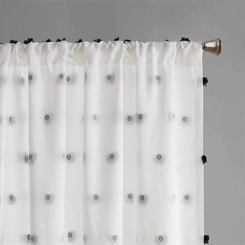 Pom Pom Embellished Curtain Panel