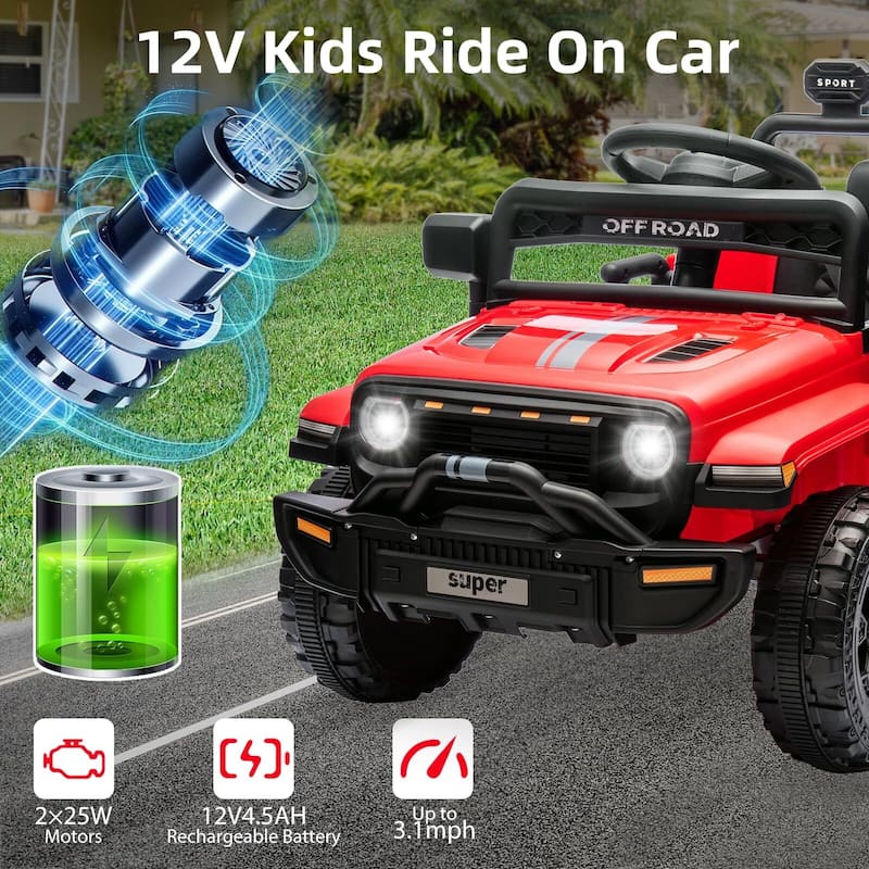 Ride On Truck for Kids, 12V Battery Powered Toy Car with Remote Control