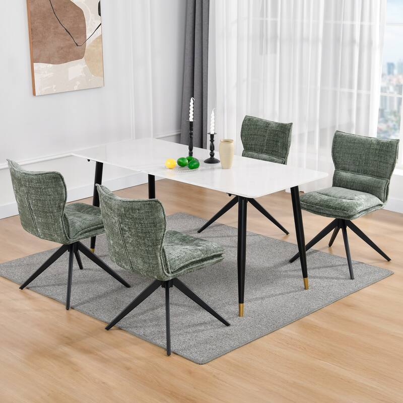 Modern Upholstered Swivel Dining Chairs Accent Side Chairs with Metal Legs