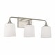 preview thumbnail 1 of 11, Presley 3-light Bath/ Vanity Fixture w/ Soft White Glass Brushed Nickel
