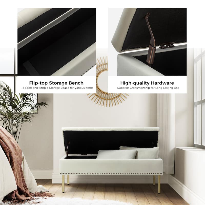 Egmont Contemporary Velvet Flip-Top Storage Bench by HULALA HOME