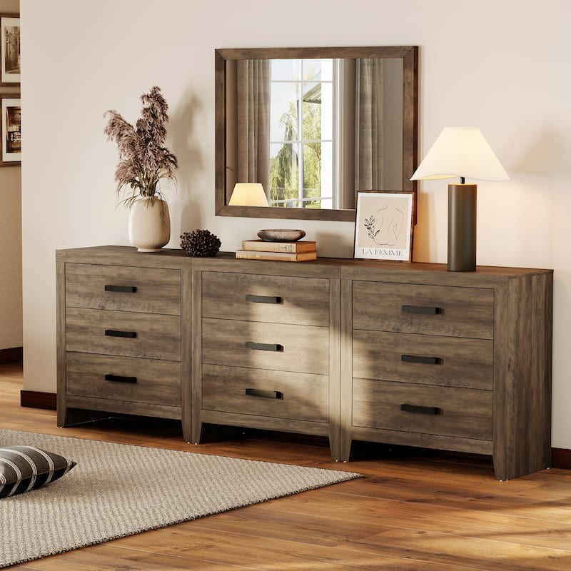 WAMPAT Farmhouse TV Stand, Modern Wood Media Console, Rustic Entertainment Center with Storage for Living Room, Bedroom