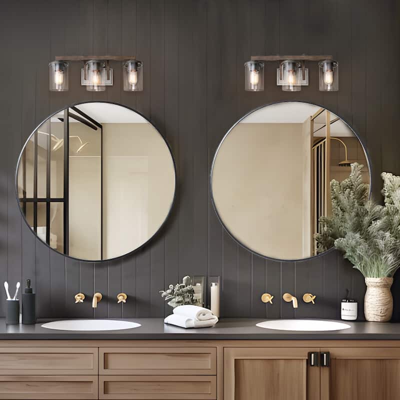 Fora Modern Farmhouse 3/4-Light Bathroom Vanity Lights Glass Wall Sconces