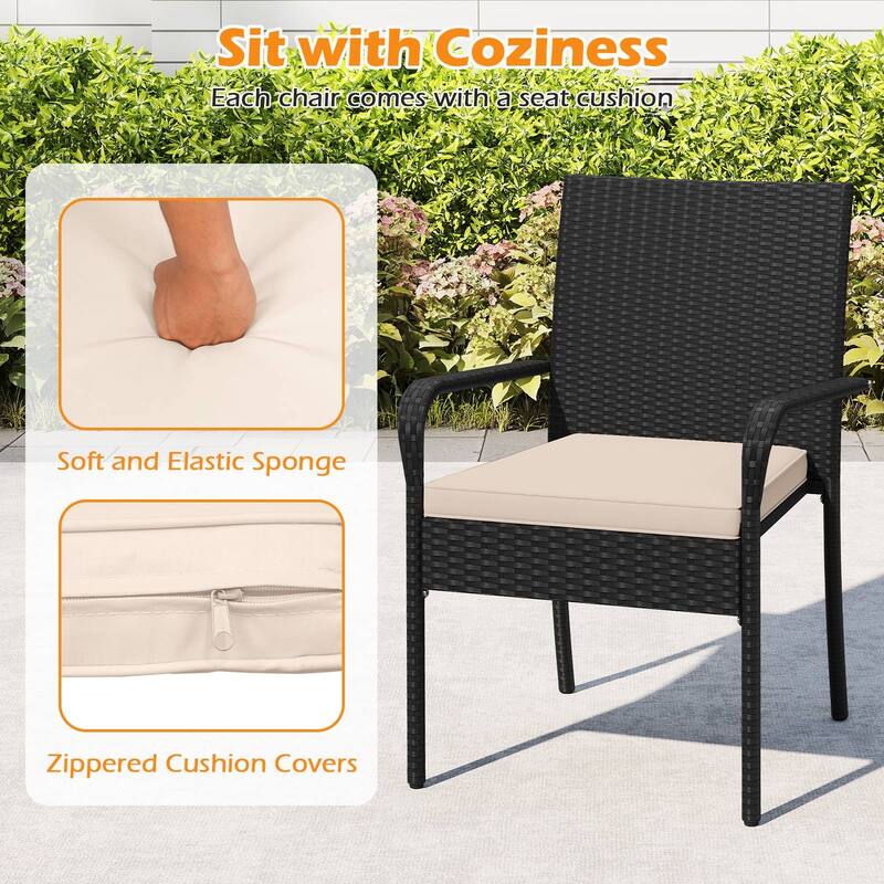 Gymax 3 Piece Patio Furniture Set Outdoor Wicker Chair & Table Set w/