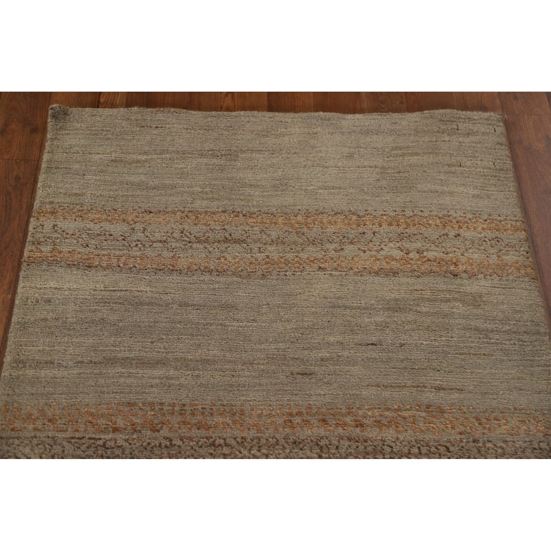 Modern Gabbeh Runner Rug Handmade Wool Carpet - 2'7"x 13'3"