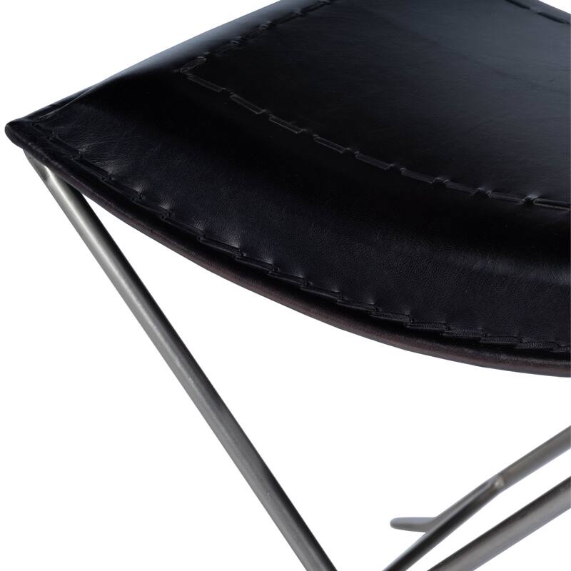 Handmade Butler Melton Leather Stool (India)