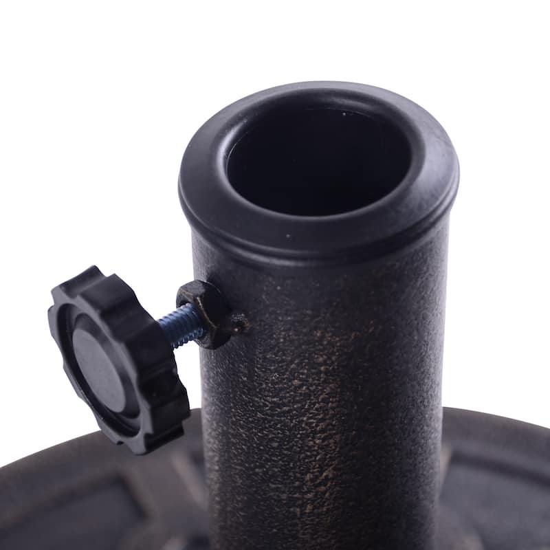 Outsunny Round Bronzed Cast Stone Umbrella Base Holder - N/A