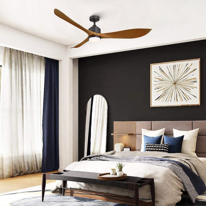 66" Modern Brown 3-Blade Dimmable Ceiling Fan with Light and Remote