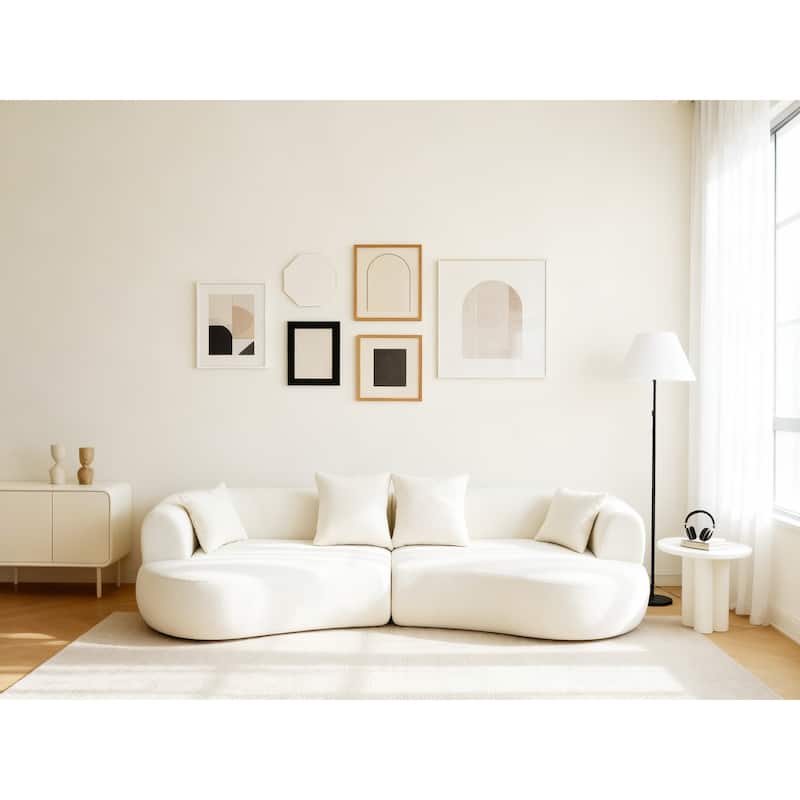 Oversized Sectional Sofa for Living Room, Curved Cloud Couch, Large Luxury Couch Boneless Deep Seat 4-Seater Foam Sofa