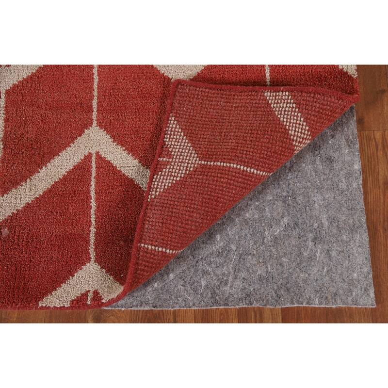Hand Knotted Oriental 100% Wool Carpet Modern All-Over Red Gabbeh Area Rug - 7' 11'' X 4' 11''