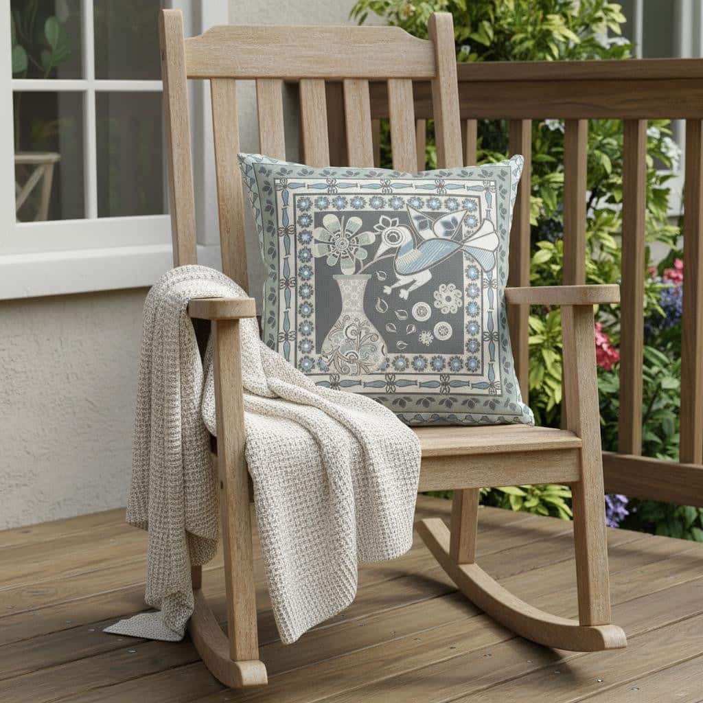 HomeRoots 16" x 16" Black and Blue Peacock Blown Seam Floral Indoor Outdoor Throw Pillow - 16.00' X '5.00' X '16.00