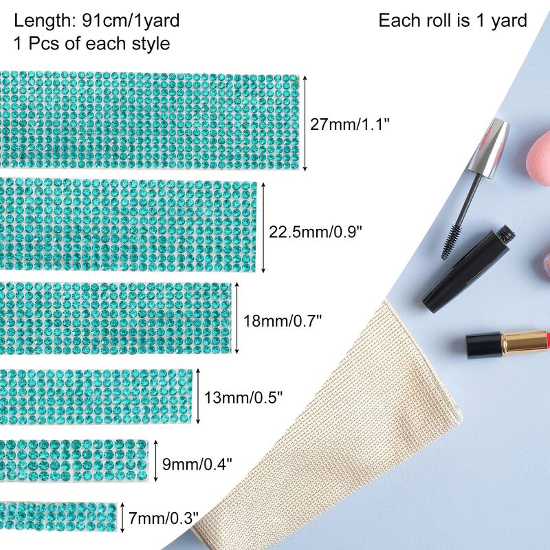 6 Rolls Self-Adhesive Rhinestone Ribbon for DIY Arts Craft