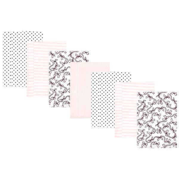 slide 1 of 1, Hudson Baby Infant Girl Cotton Flannel Burp Cloths, Pink Bows 7 Pack, One Size - Pink Bows 7 Pack - One Size One Size - Pink Bows 7 Pack