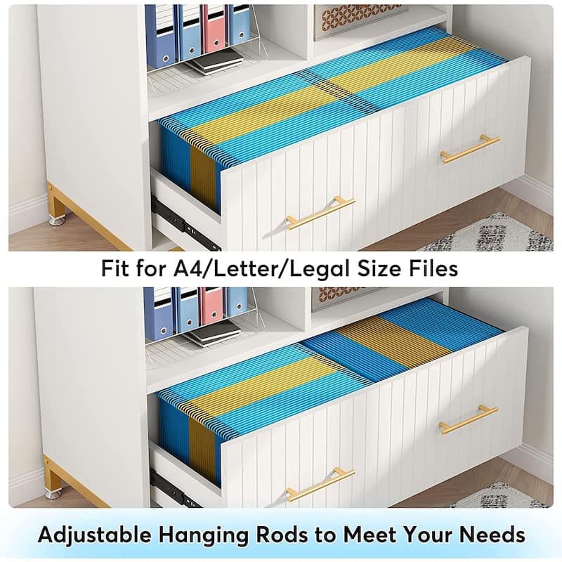 Wood Lateral File Cabinet with Drawer for Letter or A4 Size Files