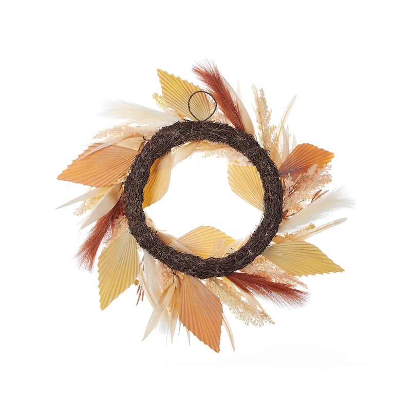 24 inch Pampas and Palm Wreath