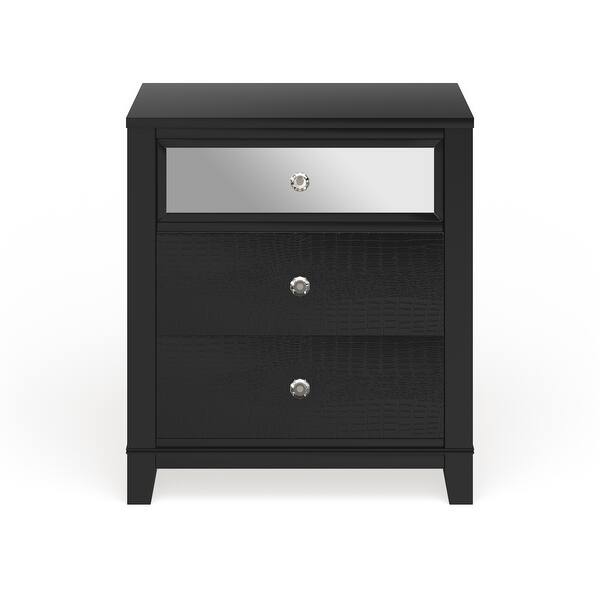 Shop Furniture Of America Kivo Modern Black Solid Wood 3 Drawer Nightstand Overstock 20000873