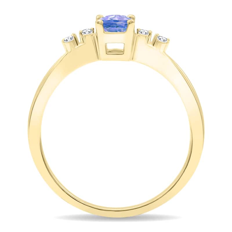 Women's Oval Shaped Tanzanite and Diamond Sparkle Ring in 10K Yellow Gold