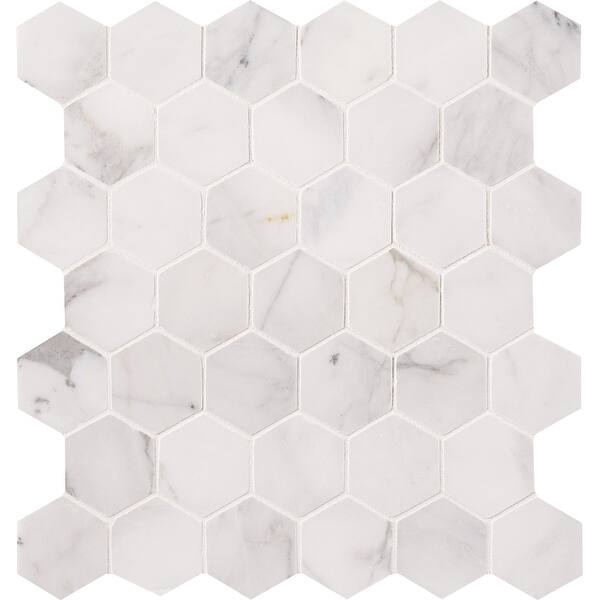 Shop Msi Smot Cal 2hexh Calacatta Cressa 2 X 2 Hexagon Mosaic Tile Overstock 29777829