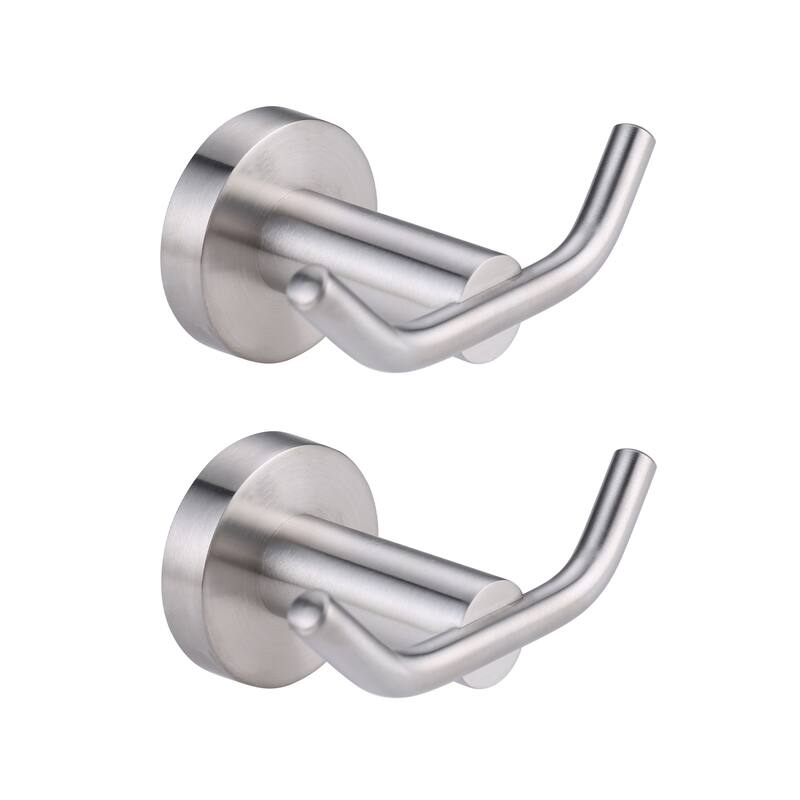 WOWOW Knob-Hook Double Robe/Towel Hook 2-Pieces - Brushed Nickel