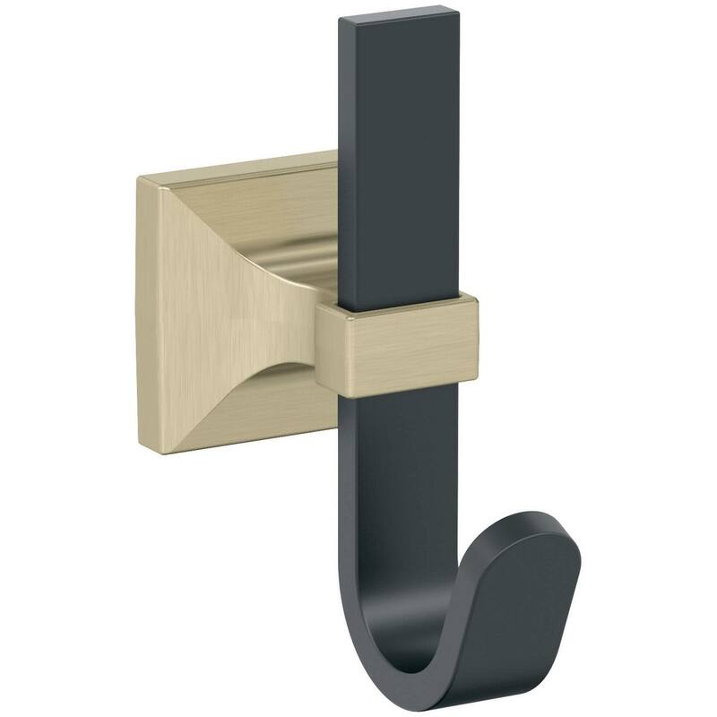 Amerock HBX36686 Burbank Single Robe Hook - Matte Black / Golden Champagne