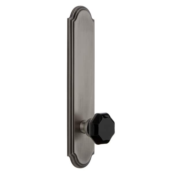 Grandeur Arclyo Tp Dd Na Arc Solid Brass Tall Plate Dummy Door Knob Set With Lyon Black Crystal Knob