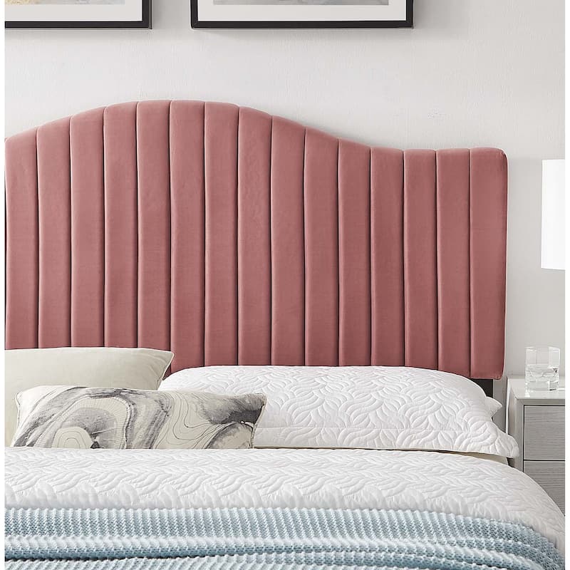 Findlay Arched Heather Pink Velvet Upholstered Full/Queen Size Headboard