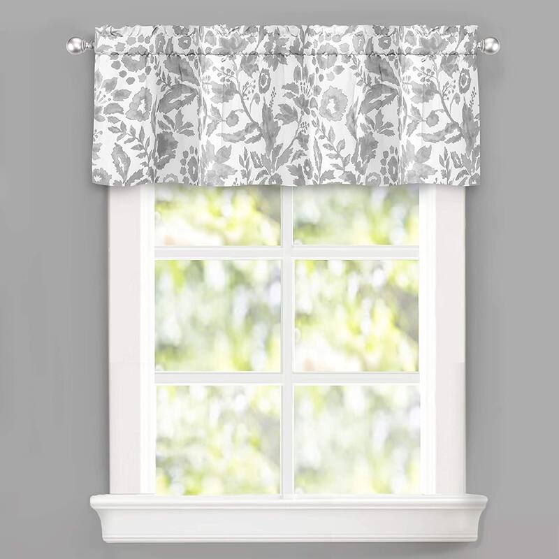 DriftAway Julia Watercolor Blooming Flower Floral Lined Thermal Insulated Window Curtain Valance - 52'' width x 14'' length