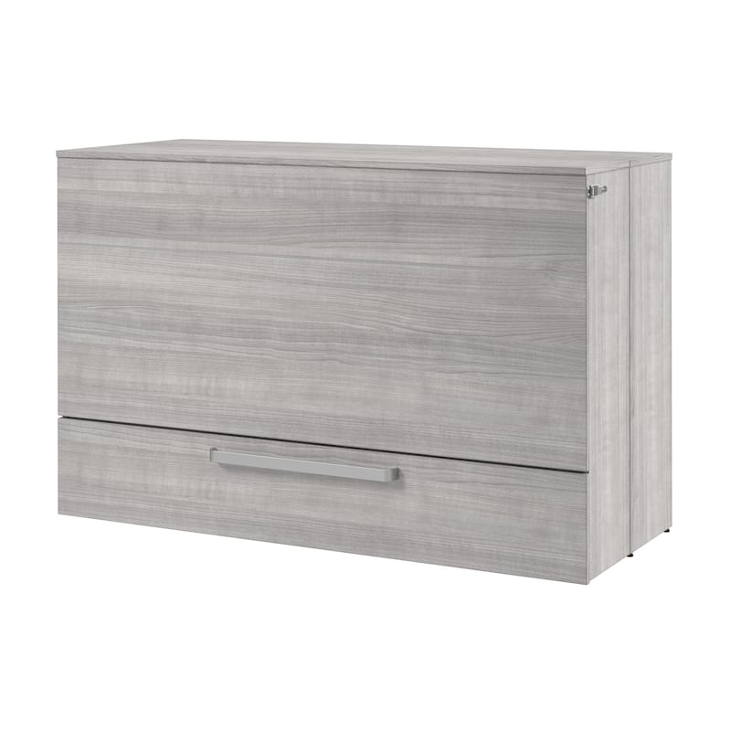 Bestar Borealis 63W Queen Murphy Cabinet Bed with Drawer and Mattress