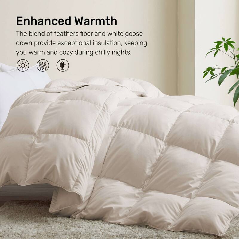 Lightweight Premium White Goose Down Comforter Duvet Insert for Summer - Twin - Heavyweight Cream